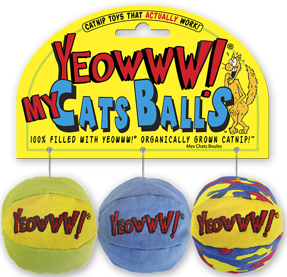 Cat Toy: My Cats Balls 3-pack Yeowww! Stuffed with Organic Catnip