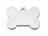 Engraved ID Tag:  Small Bone Shape Chrome