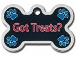 Engraved ID Tag:  Large Bone Shape Chrome with "Got Treats" Epoxy