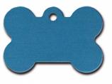 Engraved ID Tag:  Large Bone Shape Blue