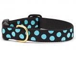 Dog Collars: 5/8" or 1" Wide Black Aqua Dot Clip Collar