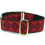 Dog Collars:  Tile Leaf Red 1.5" Wide